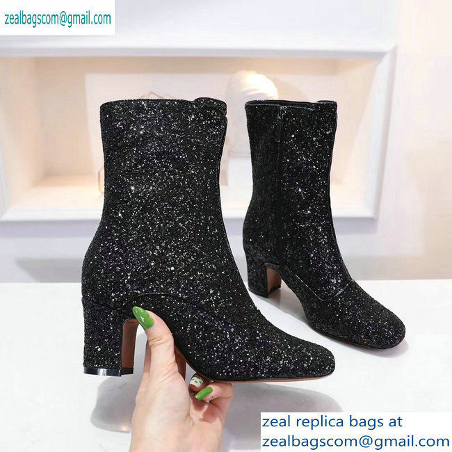 Dior Heel 6.5cm D-Circus Low Boots in Glitter Black 2019