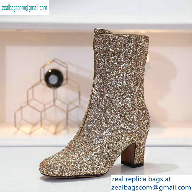 Dior Heel 6.5cm D-Circus Low Boots in Glitter Gold 2019 - Click Image to Close