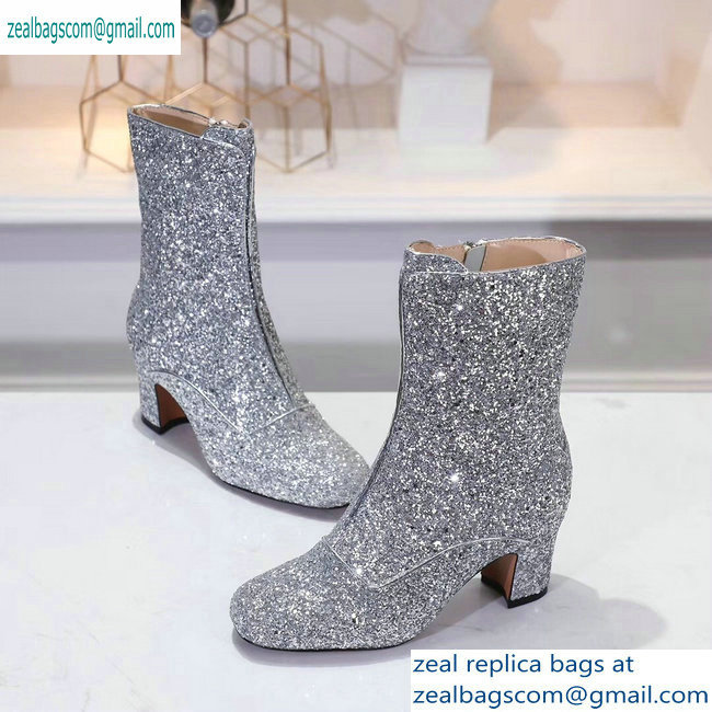 Dior Heel 6.5cm D-Circus Low Boots in Glitter Silver 2019 - Click Image to Close