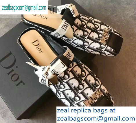 Dior J'Adior Bow Flat Mules Black/White 2019