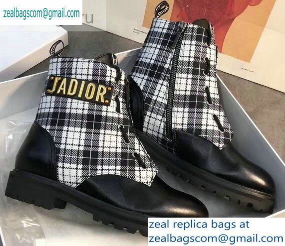 Dior J'adior Lace-up Ankle Boots Black/Grid 2019