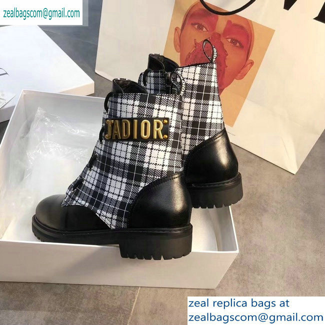 Dior J'adior Lace-up Ankle Boots Black/Grid 2019 - Click Image to Close