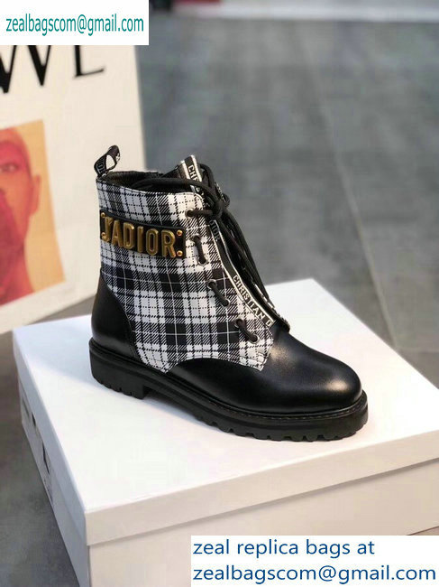 Dior J'adior Lace-up Ankle Boots Black/Grid 2019