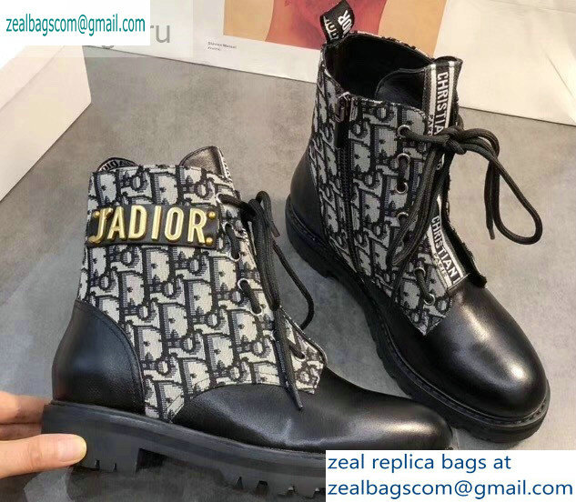 Dior J'adior Lace-up Ankle Boots Black/Oblique 2019