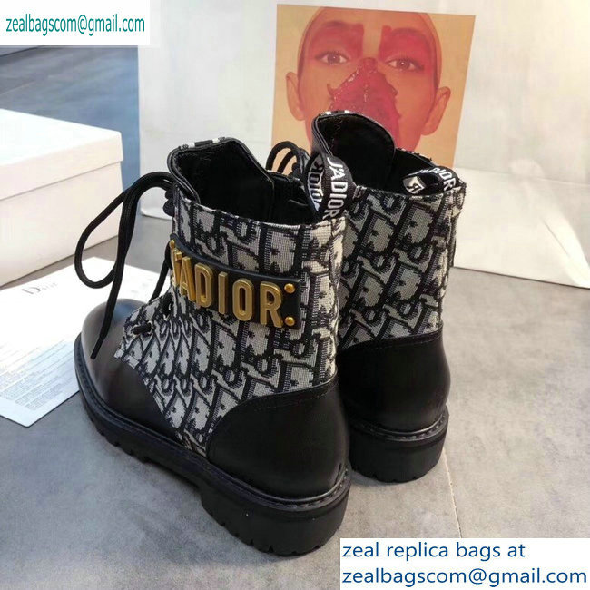 Dior J'adior Lace-up Ankle Boots Black/Oblique 2019