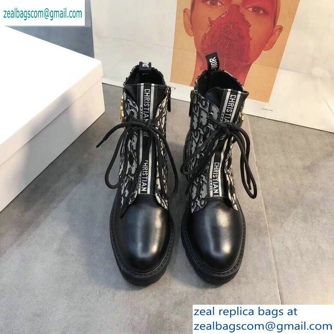 Dior J'adior Lace-up Ankle Boots Black/Oblique 2019