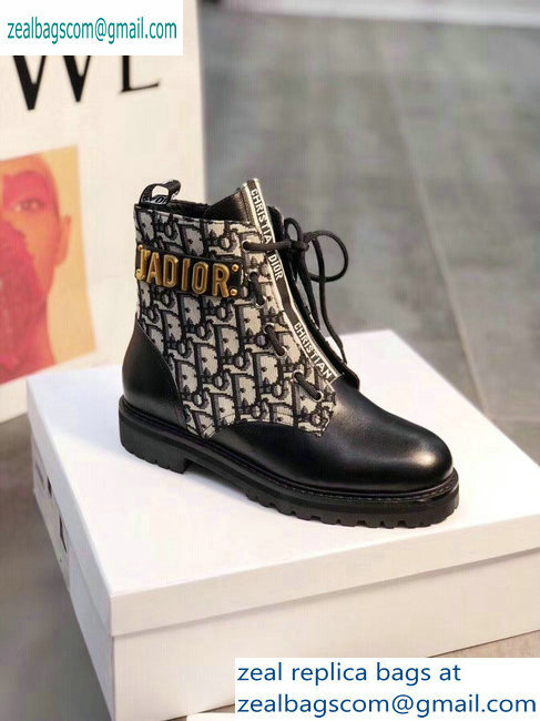Dior J'adior Lace-up Ankle Boots Black/Oblique 2019