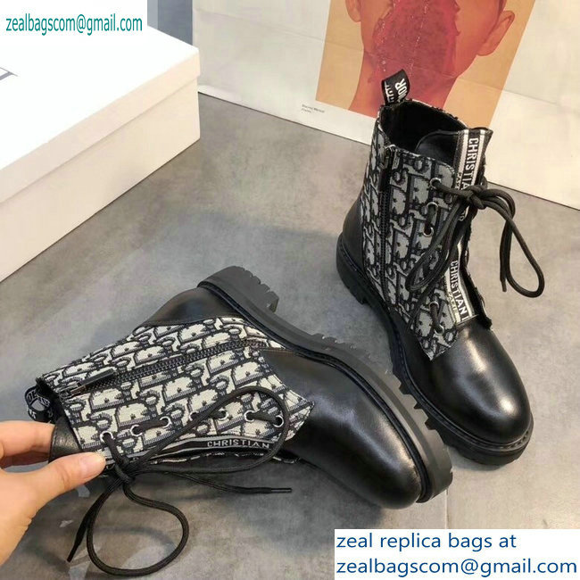 Dior J'adior Lace-up Ankle Boots Black/Oblique 2019 - Click Image to Close