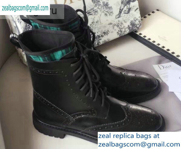 Dior Lace-up Ankle Boots Black/Green 2019