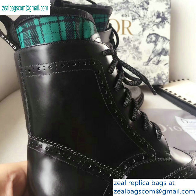Dior Lace-up Ankle Boots Black/Green 2019