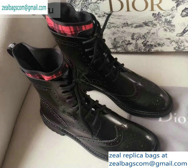 Dior Lace-up Ankle Boots Black/Red 2019 - Click Image to Close