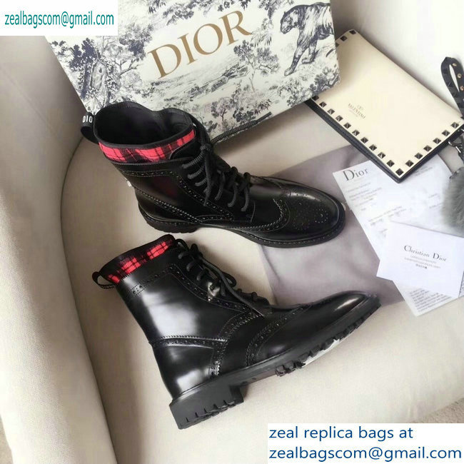 Dior Lace-up Ankle Boots Black/Red 2019 - Click Image to Close