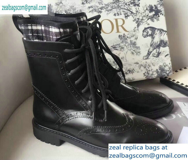 Dior Lace-up Ankle Boots Black/White 2019