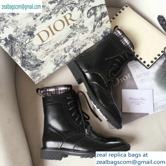 Dior Lace-up Ankle Boots Black/White 2019