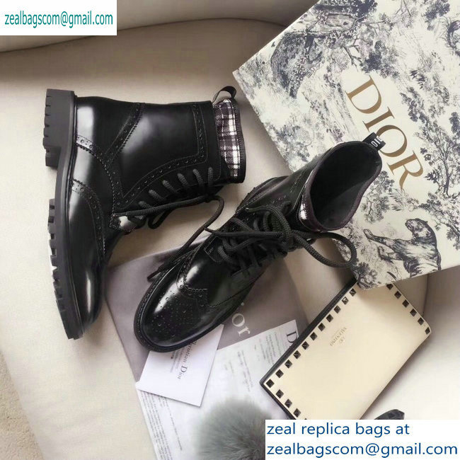 Dior Lace-up Ankle Boots Black/White 2019 - Click Image to Close