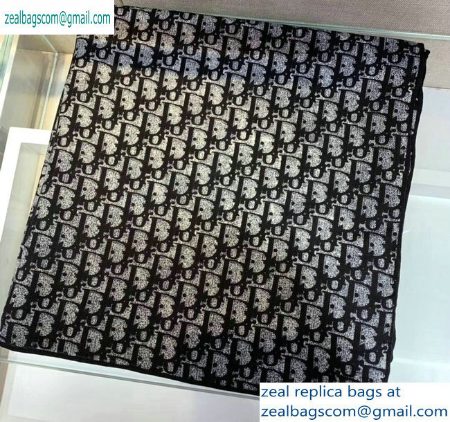 Dior Oblique Cashmere Scarf 140x140cm Black 2019