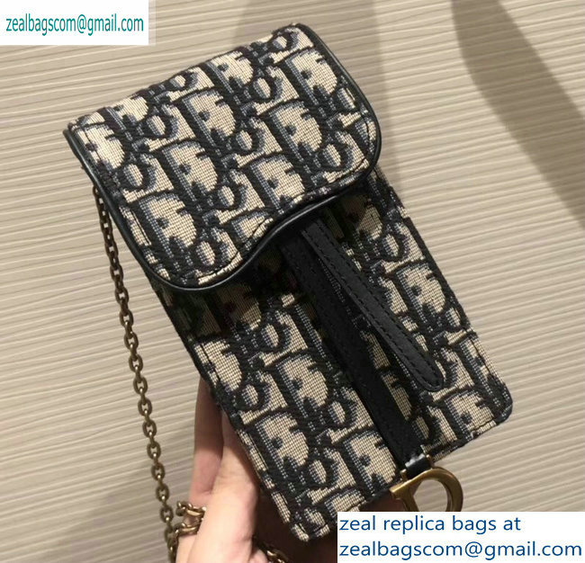 Dior Saddle Mini Phone Bag In Oblique Canvas Blue 2019