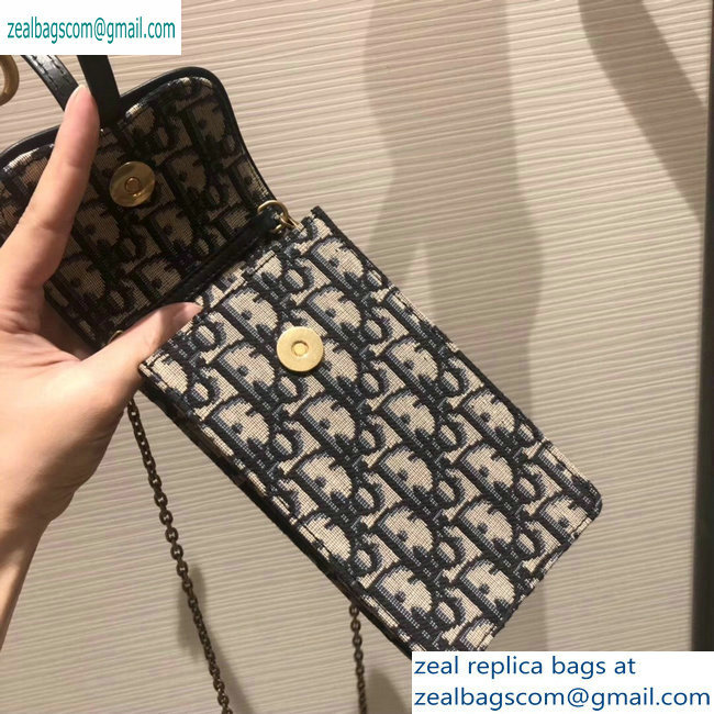Dior Saddle Mini Phone Bag In Oblique Canvas Blue 2019