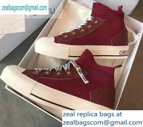 Dior WALK'N'DIOR Mid-top Sneakers in Technical Knit Burgundy 2019