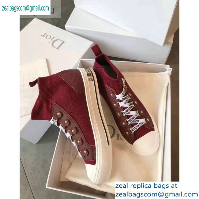 Dior WALK'N'DIOR Mid-top Sneakers in Technical Knit Burgundy 2019