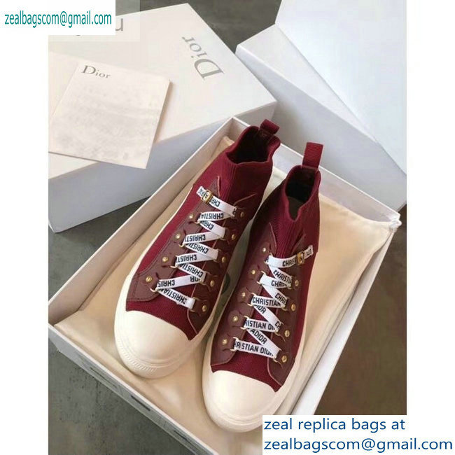 Dior WALK'N'DIOR Mid-top Sneakers in Technical Knit Burgundy 2019 - Click Image to Close