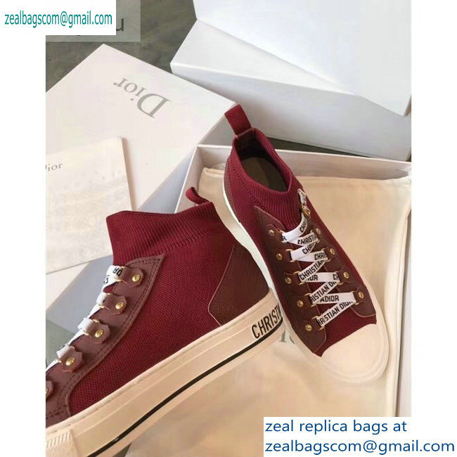 Dior WALK'N'DIOR Mid-top Sneakers in Technical Knit Burgundy 2019