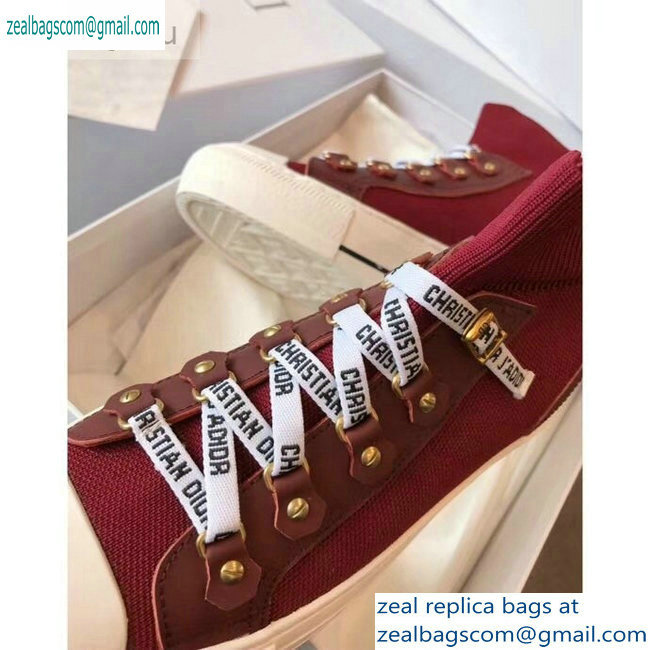 Dior WALK'N'DIOR Mid-top Sneakers in Technical Knit Burgundy 2019 - Click Image to Close