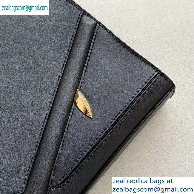 Fendi Bag Bugs Eyes Slim Pouch Clutch Bag Leather Black 2019 - Click Image to Close