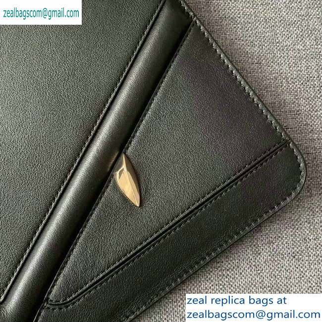 Fendi Bag Bugs Eyes Slim Zippered Pouch Clutch Bag Leather Black 2019