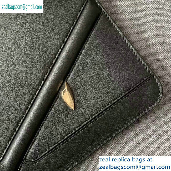 Fendi Bag Bugs Eyes Slim Zippered Pouch Clutch Bag Leather Black 2019 - Click Image to Close