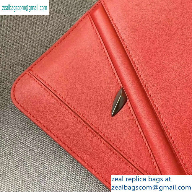 Fendi Bag Bugs Eyes Slim Zippered Pouch Clutch Bag Leather Red 2019 - Click Image to Close