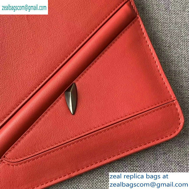 Fendi Bag Bugs Eyes Slim Zippered Pouch Clutch Bag Leather Red 2019 - Click Image to Close