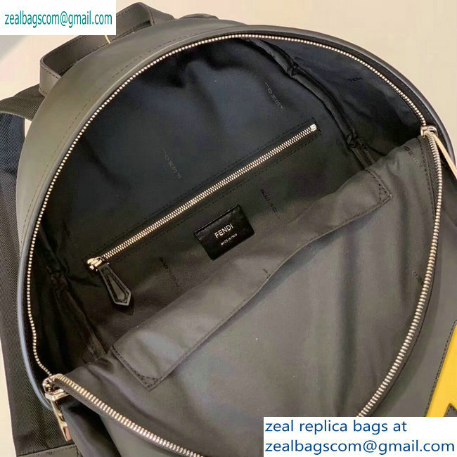 Fendi Bag Bugs Large Backpack Bag with Front Pocket Black/Yellow Diabolic Eyes 2019