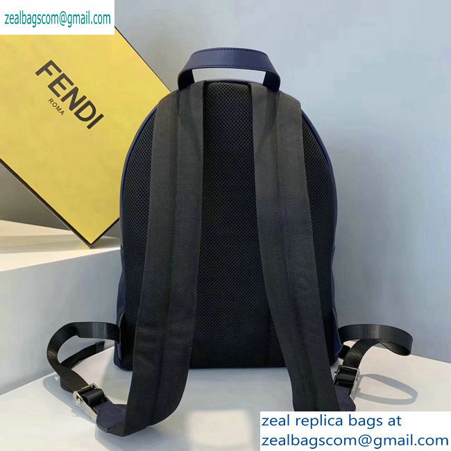 Fendi Bag Bugs Large Backpack Bag with Front Pocket Blue/White Diabolic Eyes 2019 - Click Image to Close