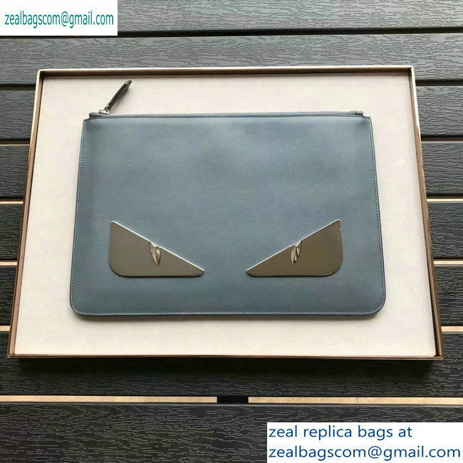 Fendi Bag Bugs Metal Eyes Pouch Clutch Bag Gray - Click Image to Close