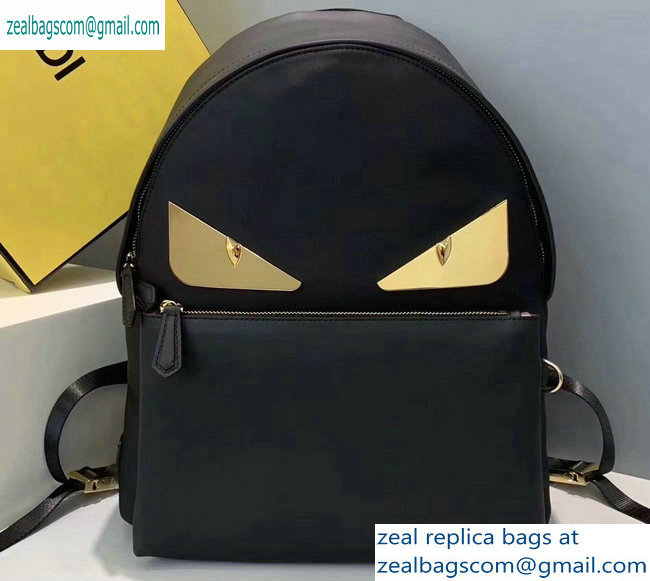 Fendi Bag Bugs Nylon Large Backpack Bag Black/Gold Eyes 2019