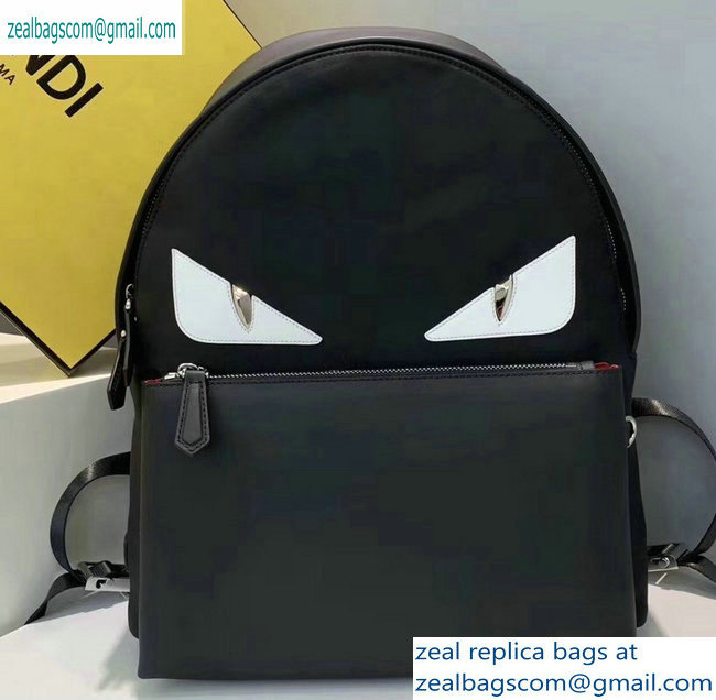 Fendi Bag Bugs Nylon Large Backpack Bag Black/White Eyes 2019