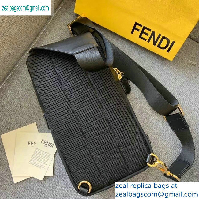 Fendi Bag Bugs Nylon One-shoulder Backpack Belt Bag Black/Gold Eyes 2019 - Click Image to Close