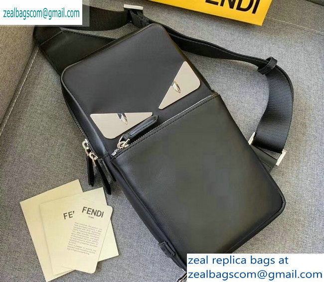 Fendi Bag Bugs Nylon One-shoulder Backpack Belt Bag Black/White Eyes 2019 - Click Image to Close