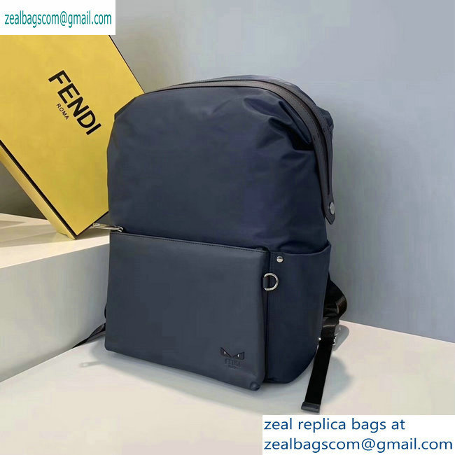 Fendi Bag Bugs Nylon and Leather Backpack Bag Blue 2019 - Click Image to Close