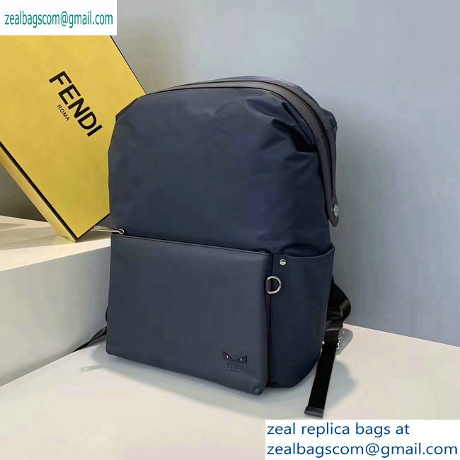 Fendi Bag Bugs Nylon and Leather Backpack Bag Blue 2019