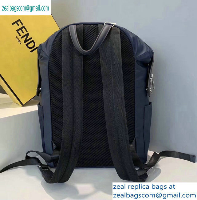 Fendi Bag Bugs Nylon and Leather Backpack Bag Blue 2019