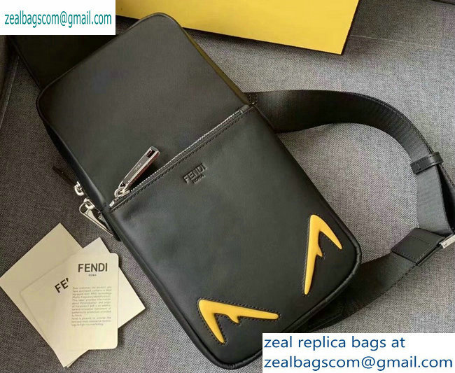 Fendi Bag Bugs One-shoulder Backpack Belt Bag Black/Yellow Diabolic Eyes 2019