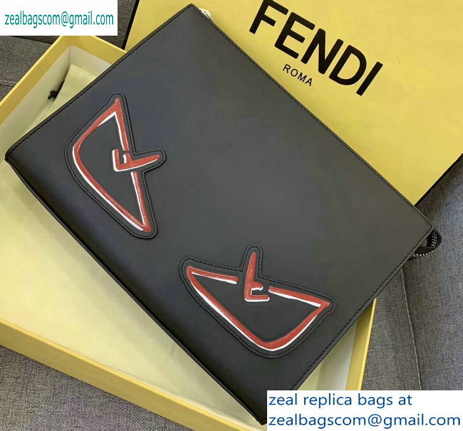 Fendi Bag Bugs Pouch Clutch Bag Black/Red Diabolic Eyes 2019 - Click Image to Close