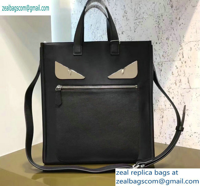 Fendi Bag Bugs Shopping Tote Bag Black/Metal Eyes 2019 - Click Image to Close