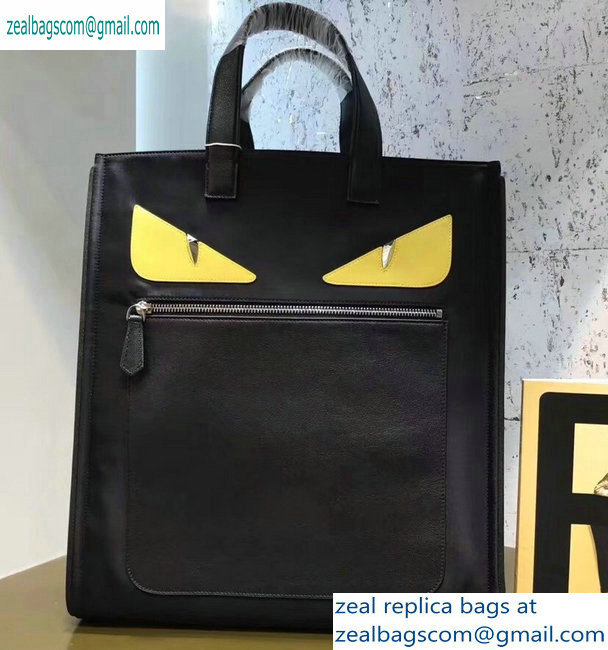 Fendi Bag Bugs Shopping Tote Bag Black/Yellow Eyes 2019 - Click Image to Close