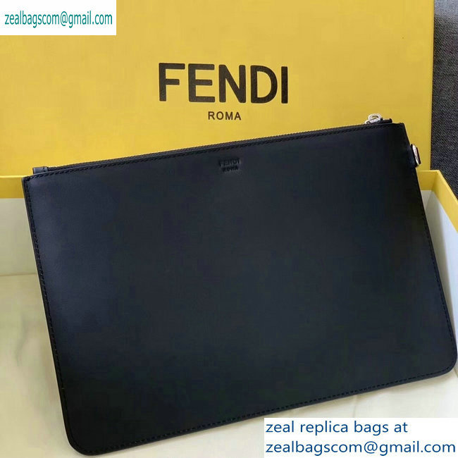 Fendi Bag Bugs Slim Pouch Clutch Bag Black/Yellow Diabolic Eyes 2019