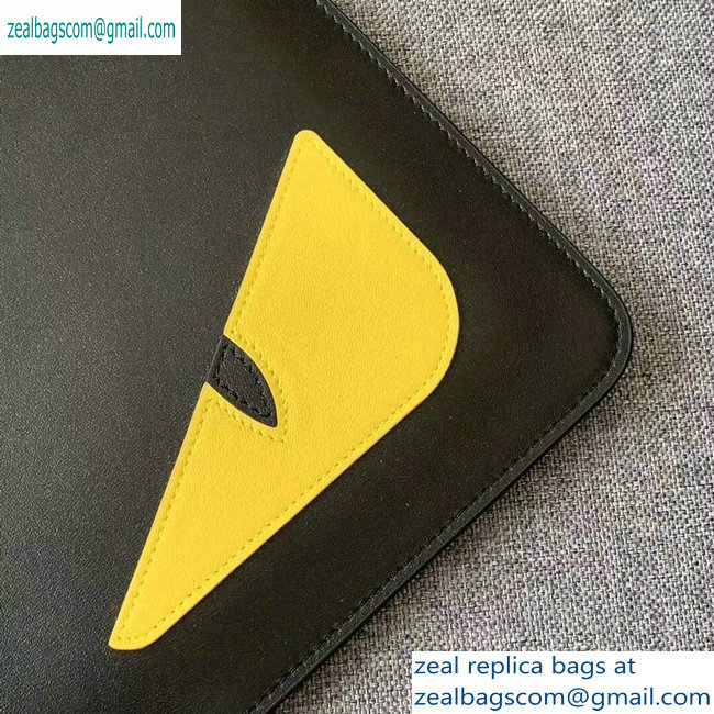 Fendi Bag Bugs Slim Pouch Clutch Bag Black/Yellow Eyes