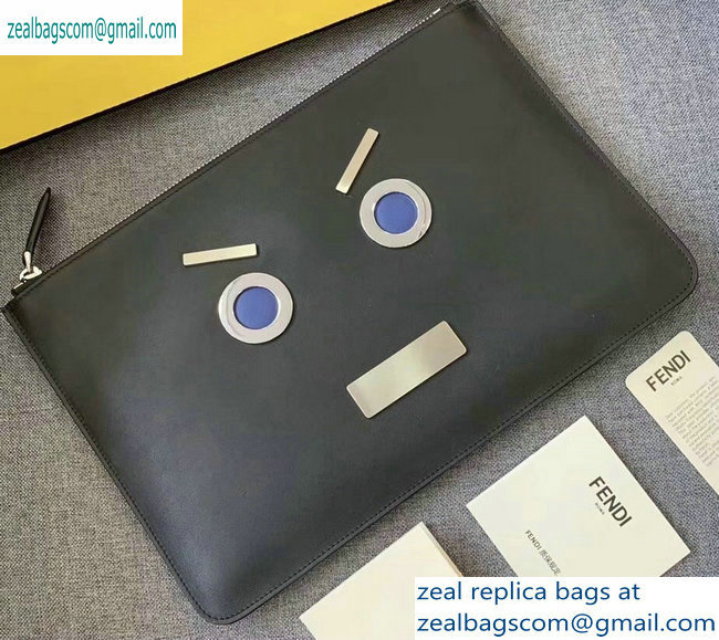 Fendi Bag Bugs Slim Pouch Clutch Bag Black - Click Image to Close