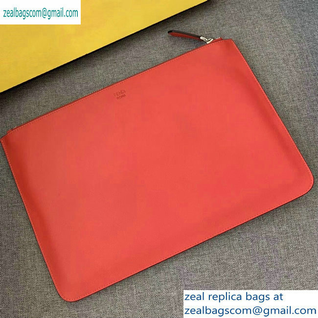 Fendi Bag Bugs Slim Pouch Clutch Bag Red